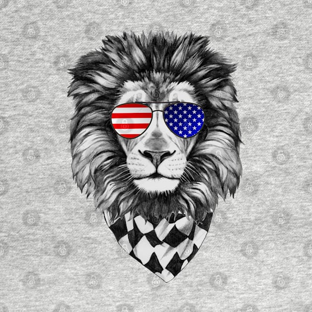 Lion Wearing USA Sunglasses by CreativeShirt